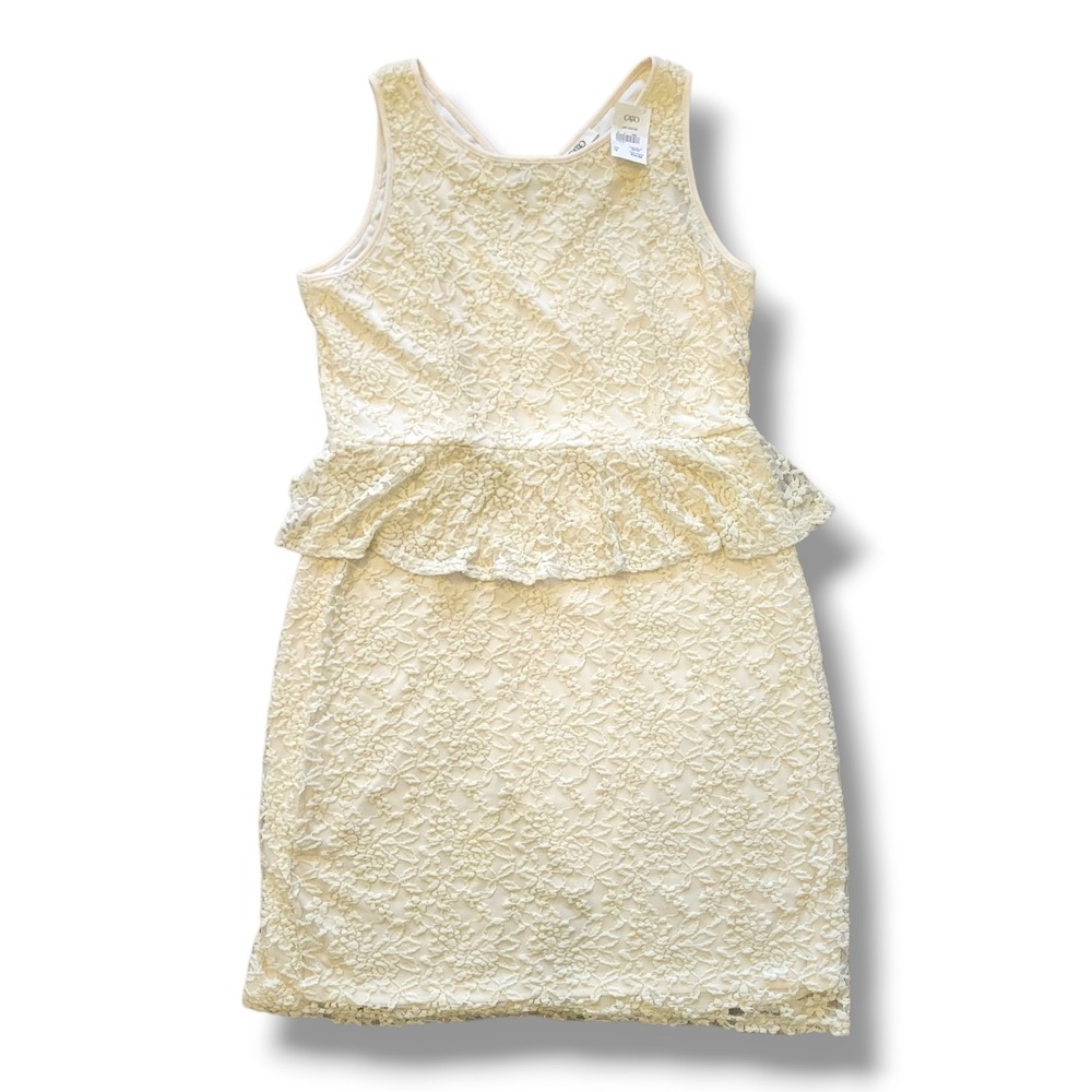 Cato Womens Dress Size 16 Ivory Lace Peplum Sheath Sleeveless Lined NWT
